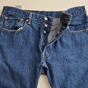 Levi's 501 Classic Blue Denim Jeans With Button Fly
